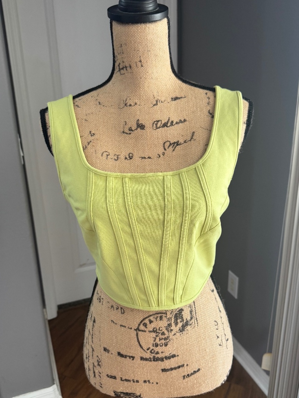 Happily Grey Lime Green Corset Style Crop Top NWT Medium